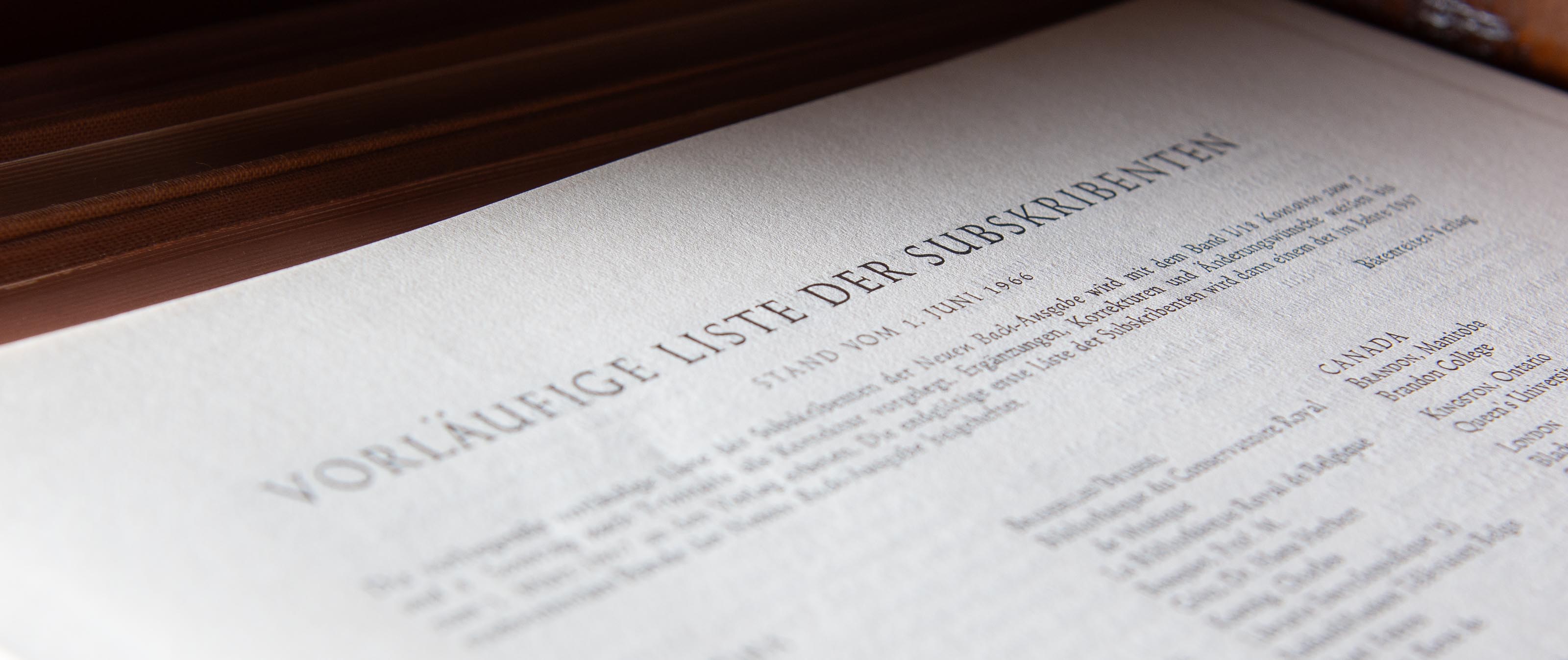 Historische Subskribentenliste der Neuen Bach-Ausgabe von 1966